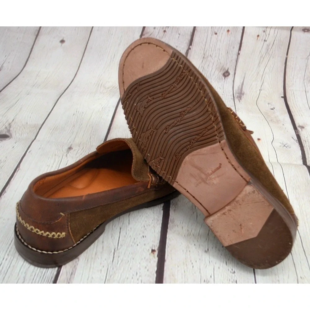 TOMMY BAHAMA Men's Finlay Penny Loafer‎ - Suede Leather SIZE 7 Olive Green Brown
